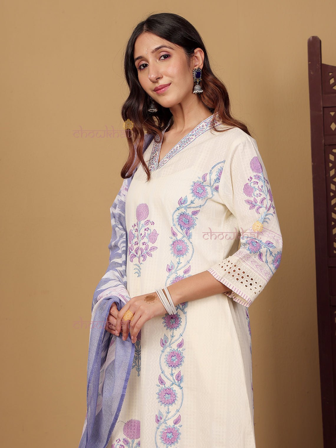 Bagh Hand Block Pure Cotton 3 Piece Stitched Suit Set with Dupatta - Chowkhat Lifestyle