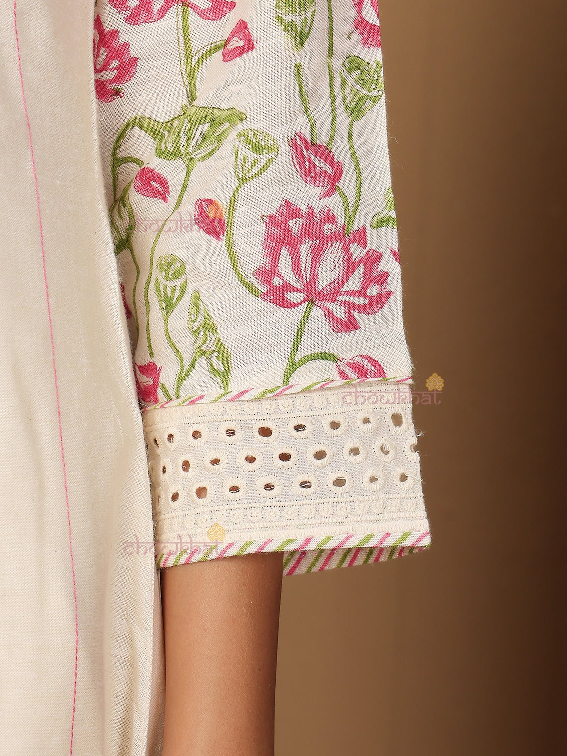 Bagh Hand Block 3 Piece Stitched Suit Set with Kota Doria Dupatta & Sequence Detaling - Chowkhat Lifestyle