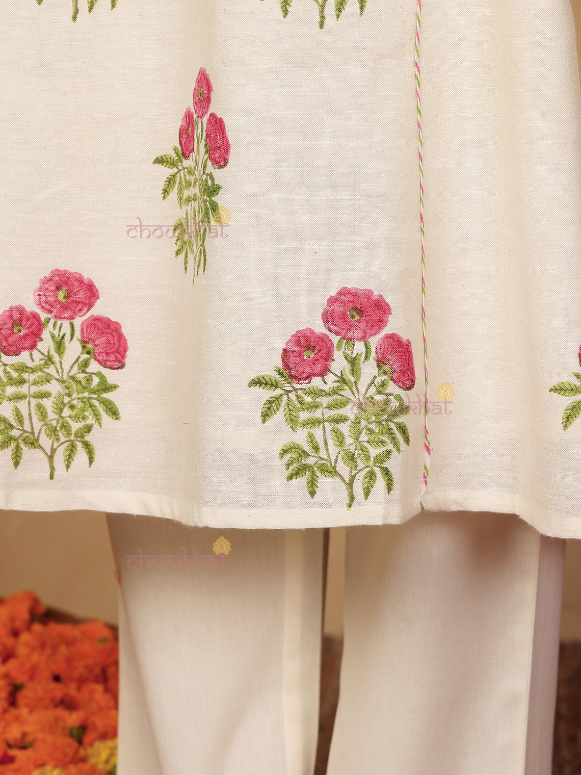Bagh Hand Block 3 Piece Stitched Suit Set with Kota Doria Dupatta & Sequence Detaling - Chowkhat Lifestyle