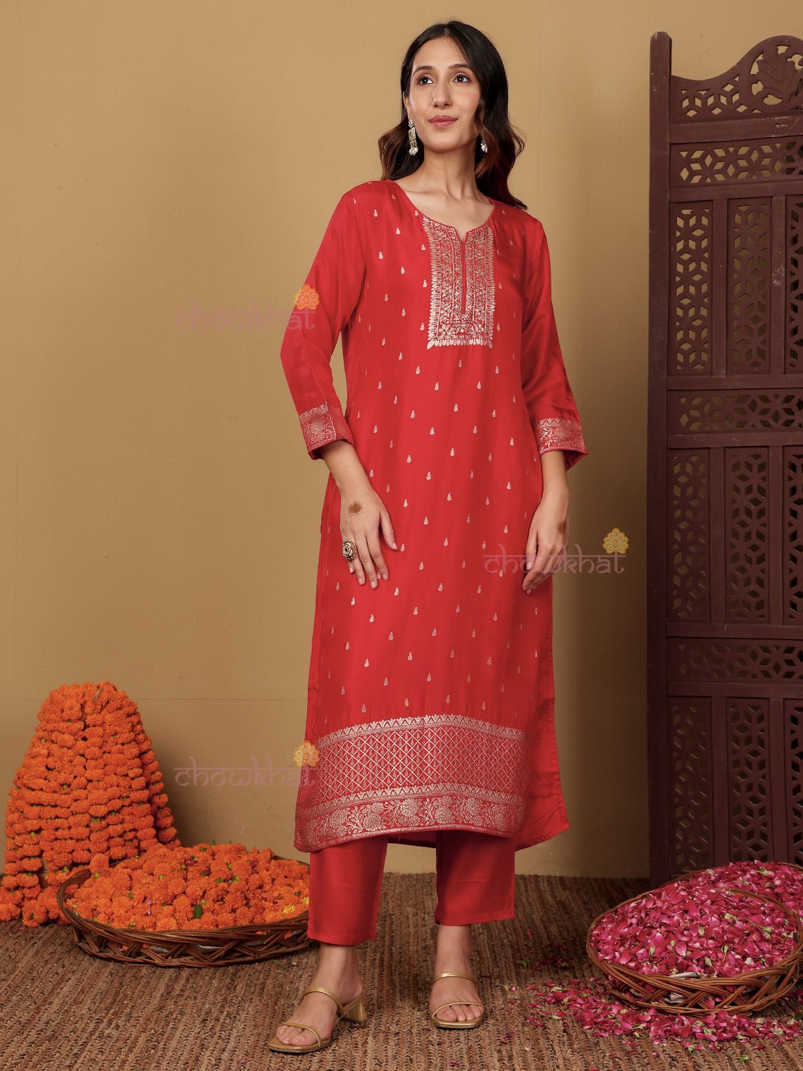 Ehra Premium Silk 3 Piece Stitched Suit Set with Sequence Work - Chowkhat Lifestyle