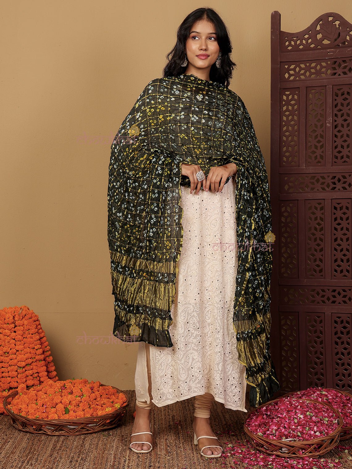 Liya Silk Bandhani Dupatta - Chowkhat Lifestyle