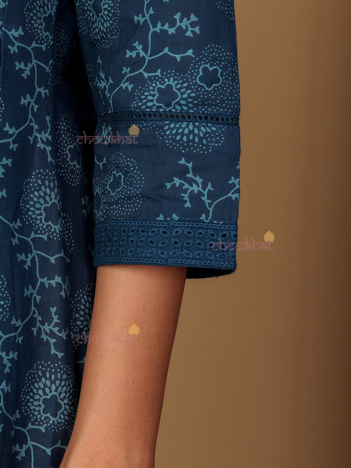 Nida Hand Block 3 Piece Anarkali Stitched Suit Set with Handwork - Chowkhat Lifestyle