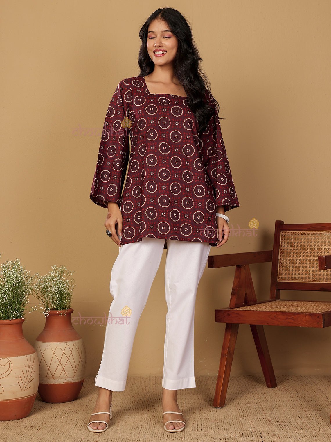 Rohini Short Hand Printed Cotton Kurti - Chowkhat Lifestyle