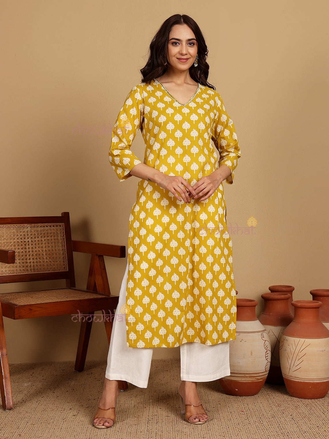 Ira Hand Printed Cotton Kurti With Handwork