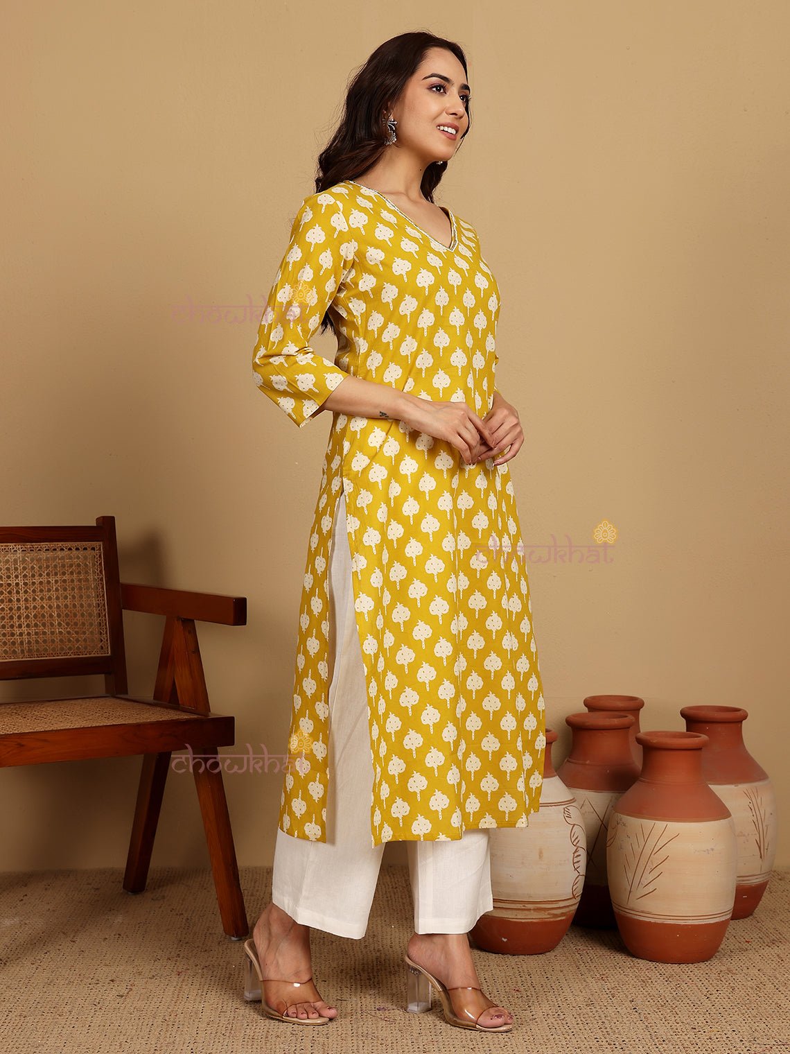 Ira Hand Printed Cotton Kurti With Handwork