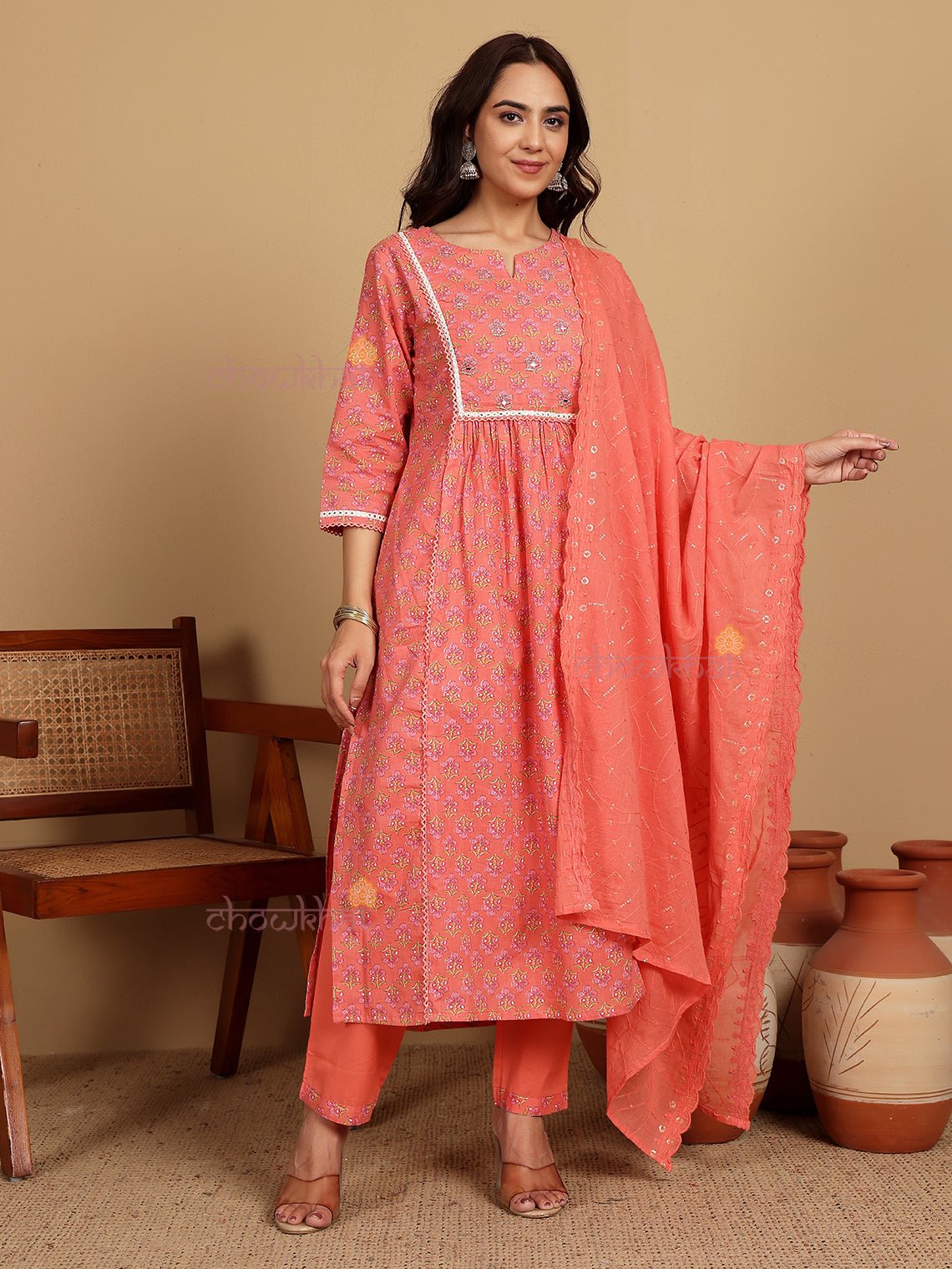 Dia Pure Cotton Stitched Suit Set With Handwork - Chowkhat Lifestyle