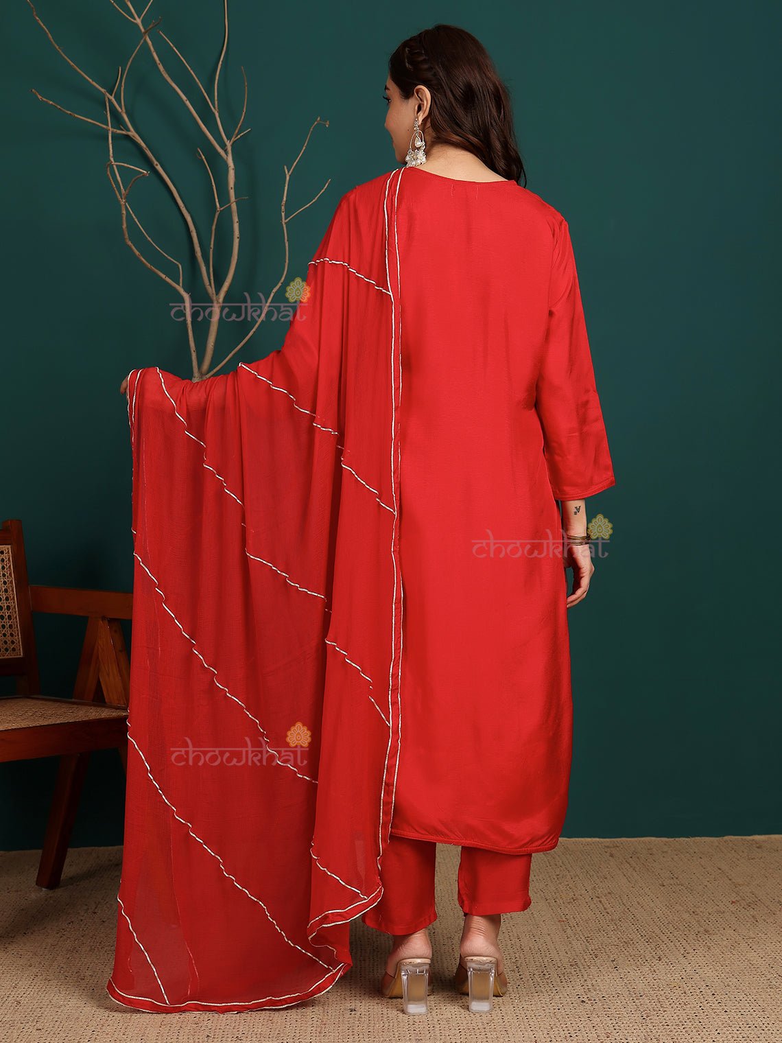 Ruhani Silk Blend Stitched Premium Suit Set with Gota & Handwork - Chowkhat Lifestyle