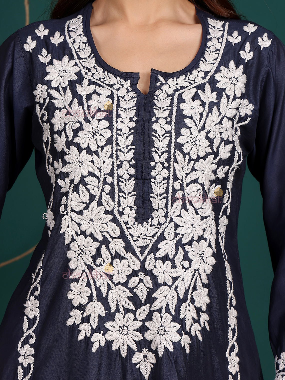 Sadiya Premium Chanderi Chikankari Kurti & Palazzo Set - Chowkhat Lifestyle