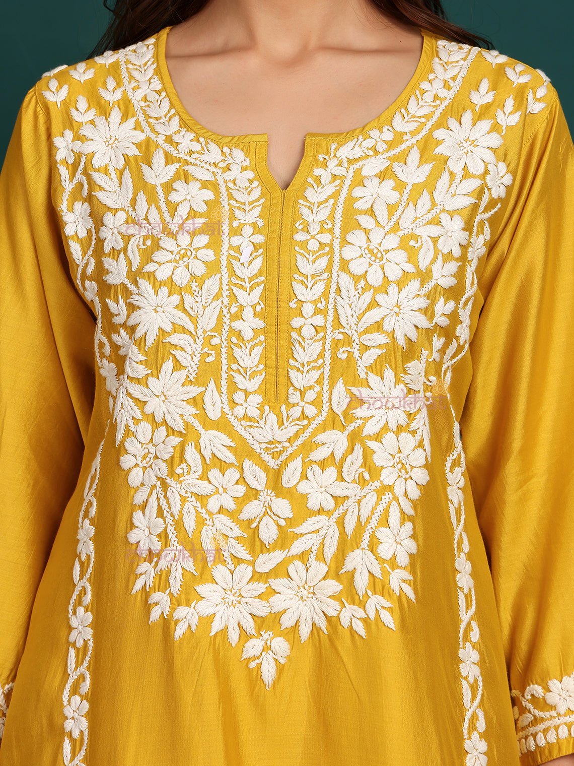 Sadiya Premium Chanderi Chikankari Kurti & Palazzo Set - Chowkhat Lifestyle