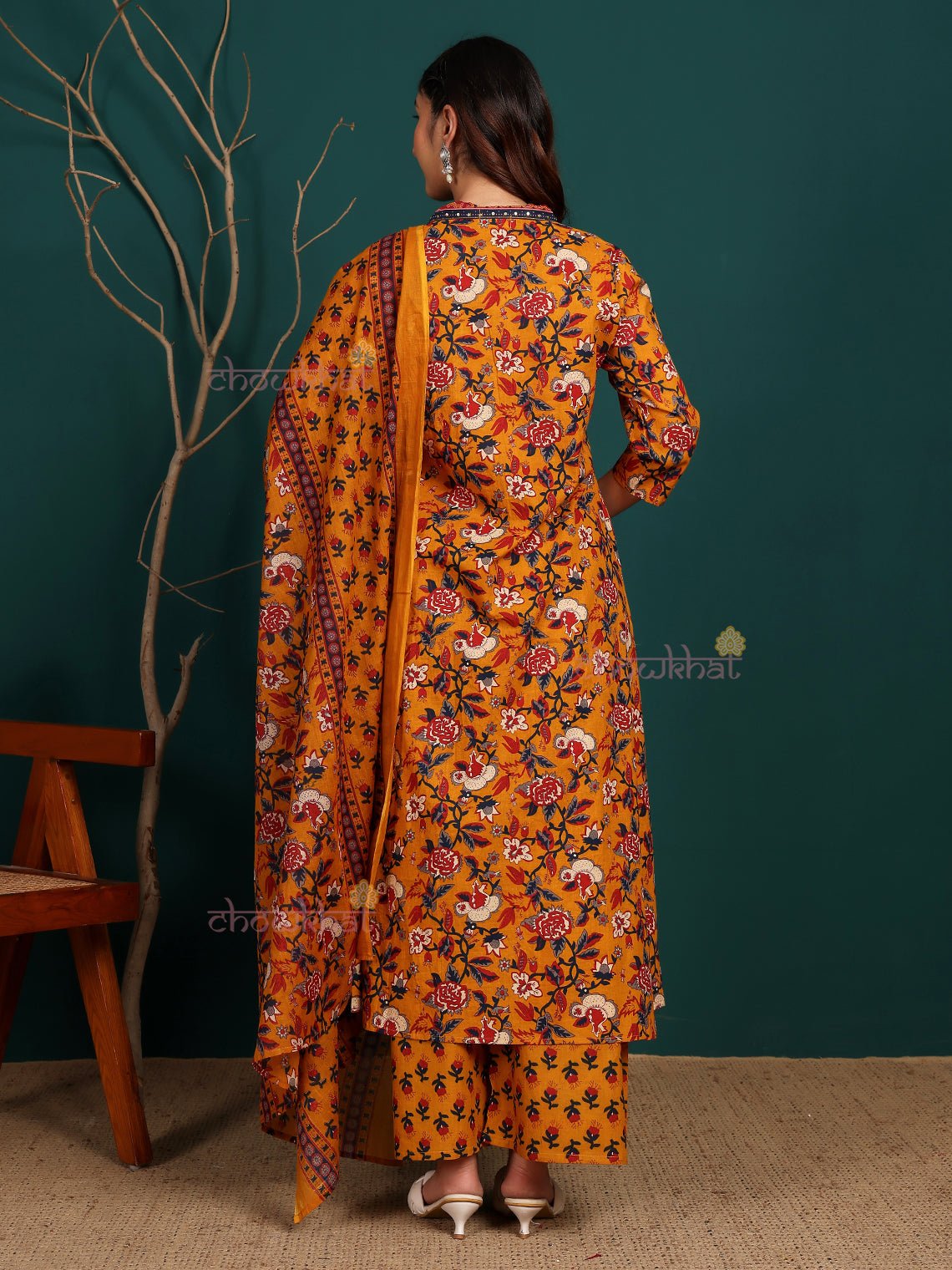 Alisha Pure Cotton Stitched Aline Suit Set with Handwork - Chowkhat Lifestyle