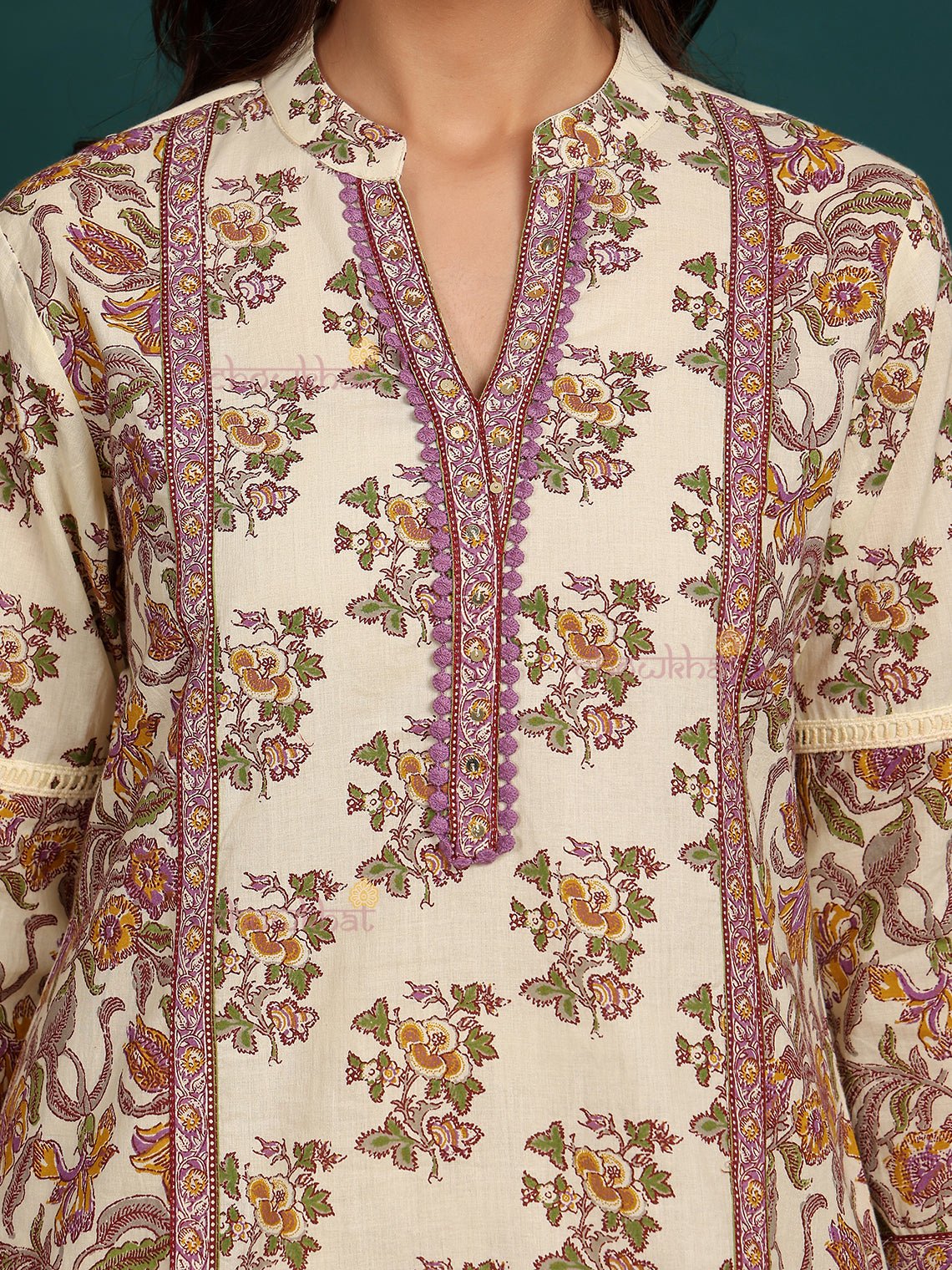 Nish Pure Cotton Printed Sticthed Suit Set With Handwork - Chowkhat Lifestyle