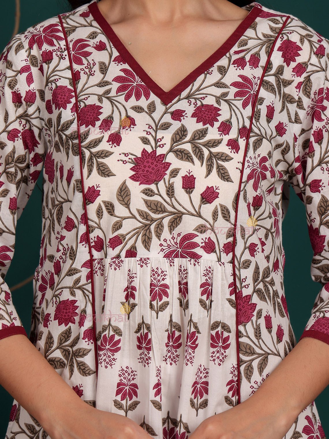 Deeva Hand Printed Nyra Style Cotton Long Kurti with Pocket - Chowkhat Lifestyle