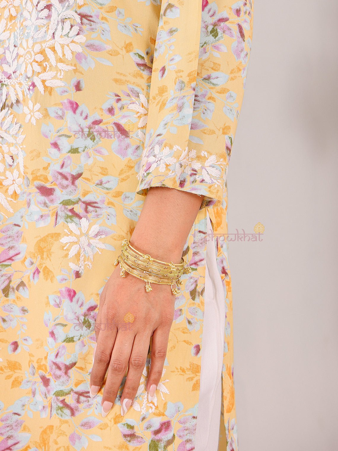 Ishani Rayon Printed Straight Chikankari Kurti - Chowkhat Lifestyle