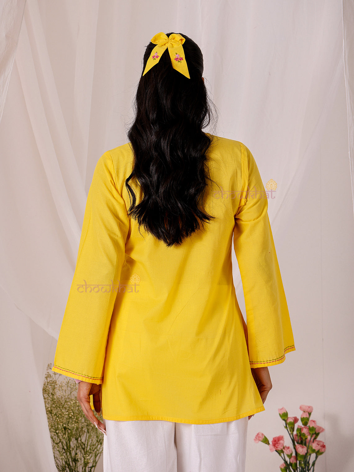 Kesar Hand Embroidered Short Cotton Kurti