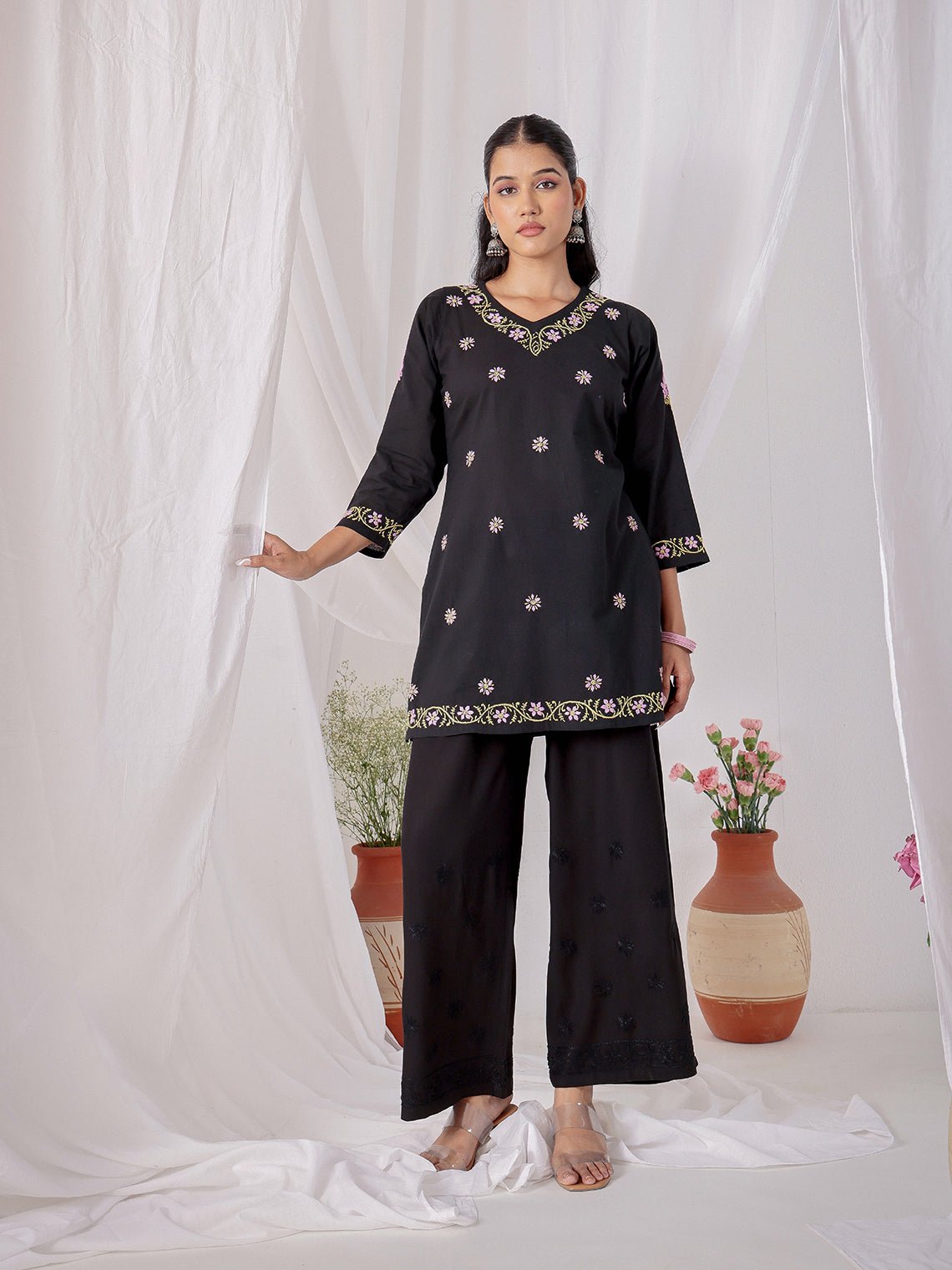 Neer Cotton Multi Color Short Chikankari Kurti - Chowkhat Lifestyle