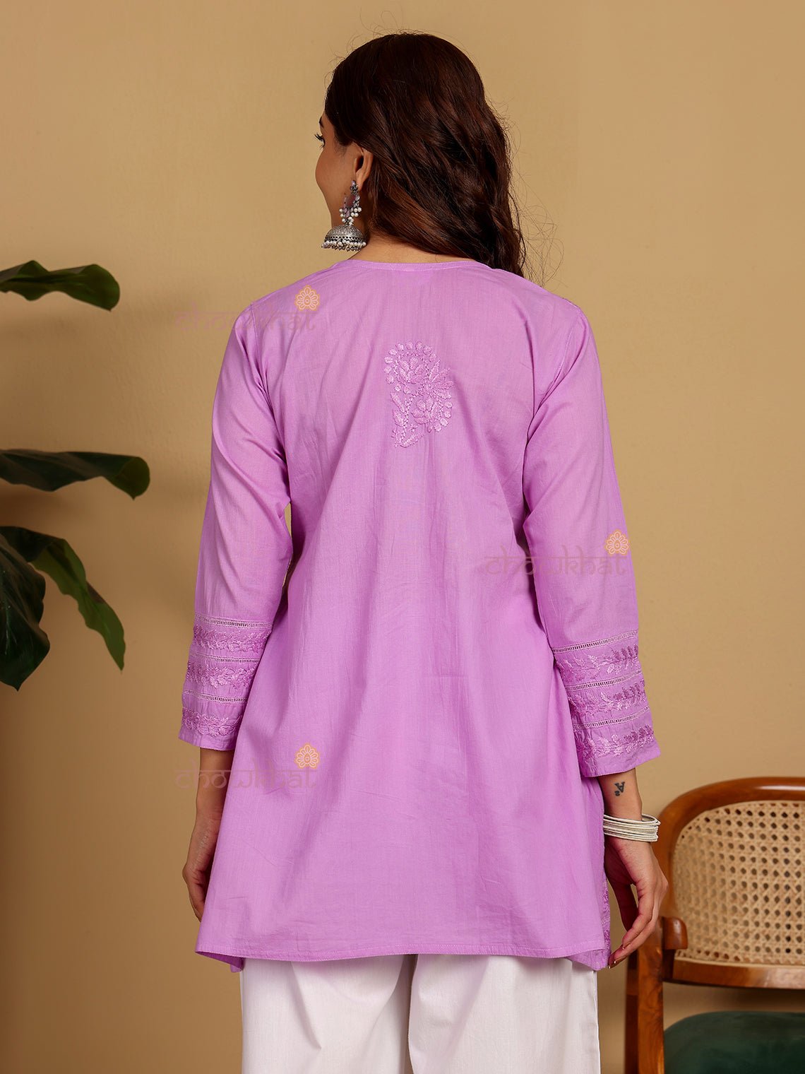 Chahat Cotton Short Chikankari Kurti - Chowkhat Lifestyle