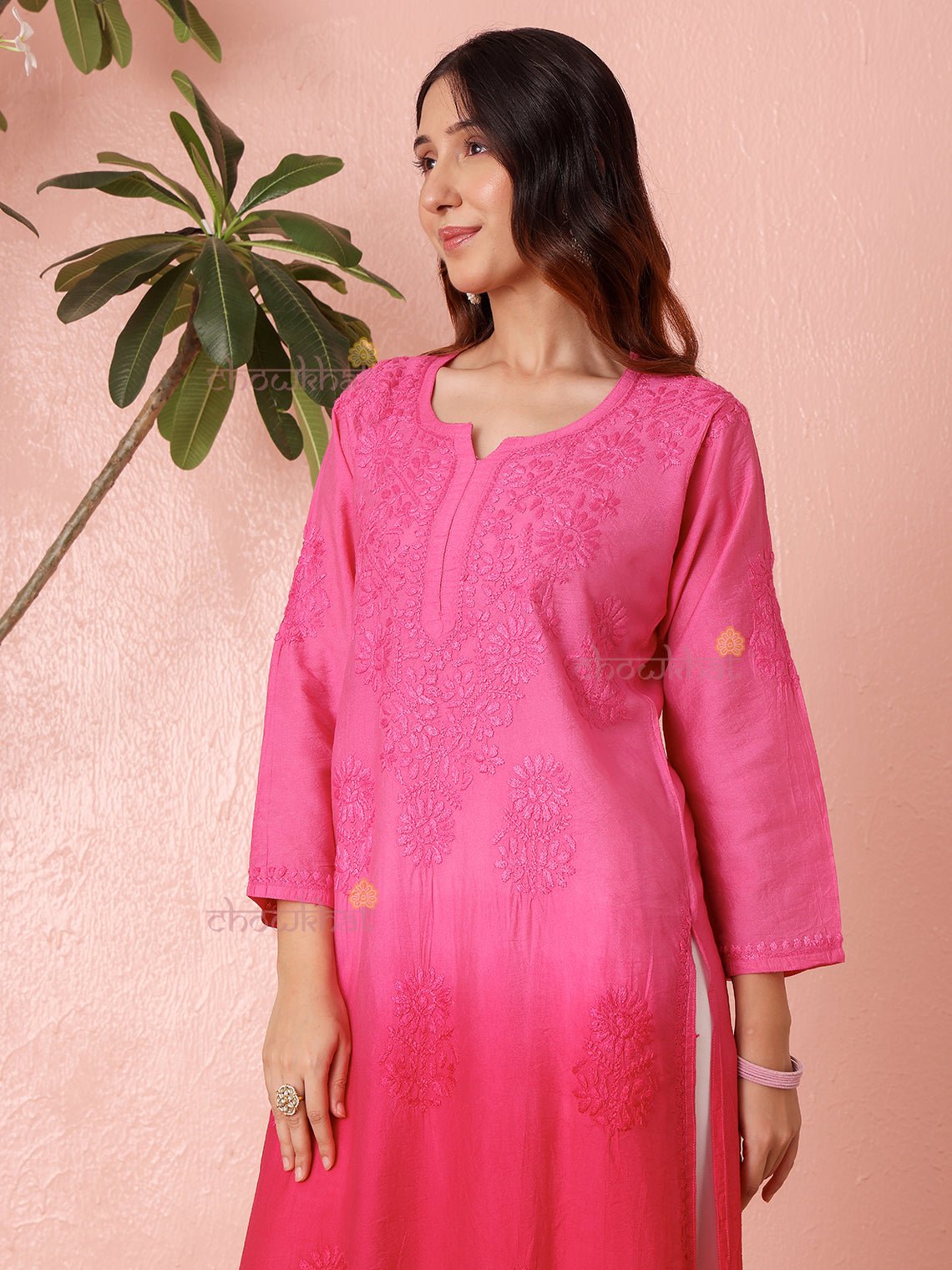 Mira Premium Chanderi Chikankari Kurti - Chowkhat Lifestyle