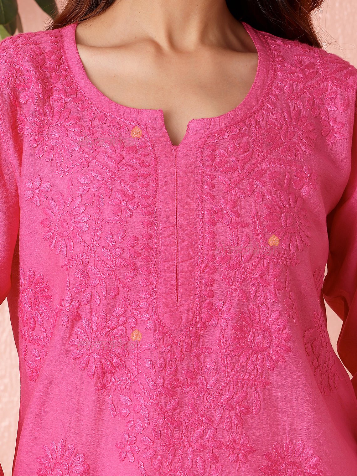 Mira Premium Chanderi Chikankari Kurti - Chowkhat Lifestyle