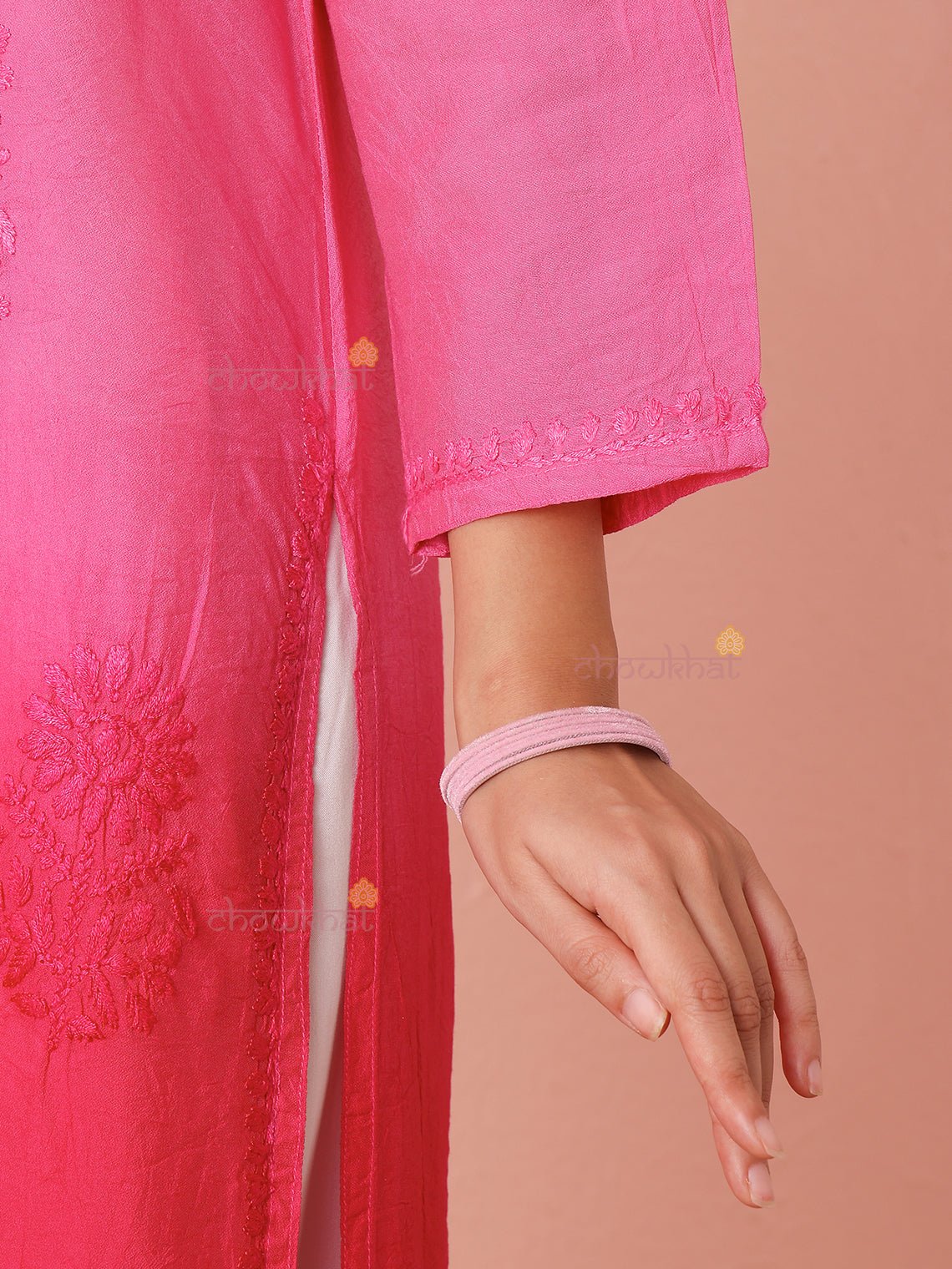 Mira Premium Chanderi Chikankari Kurti - Chowkhat Lifestyle