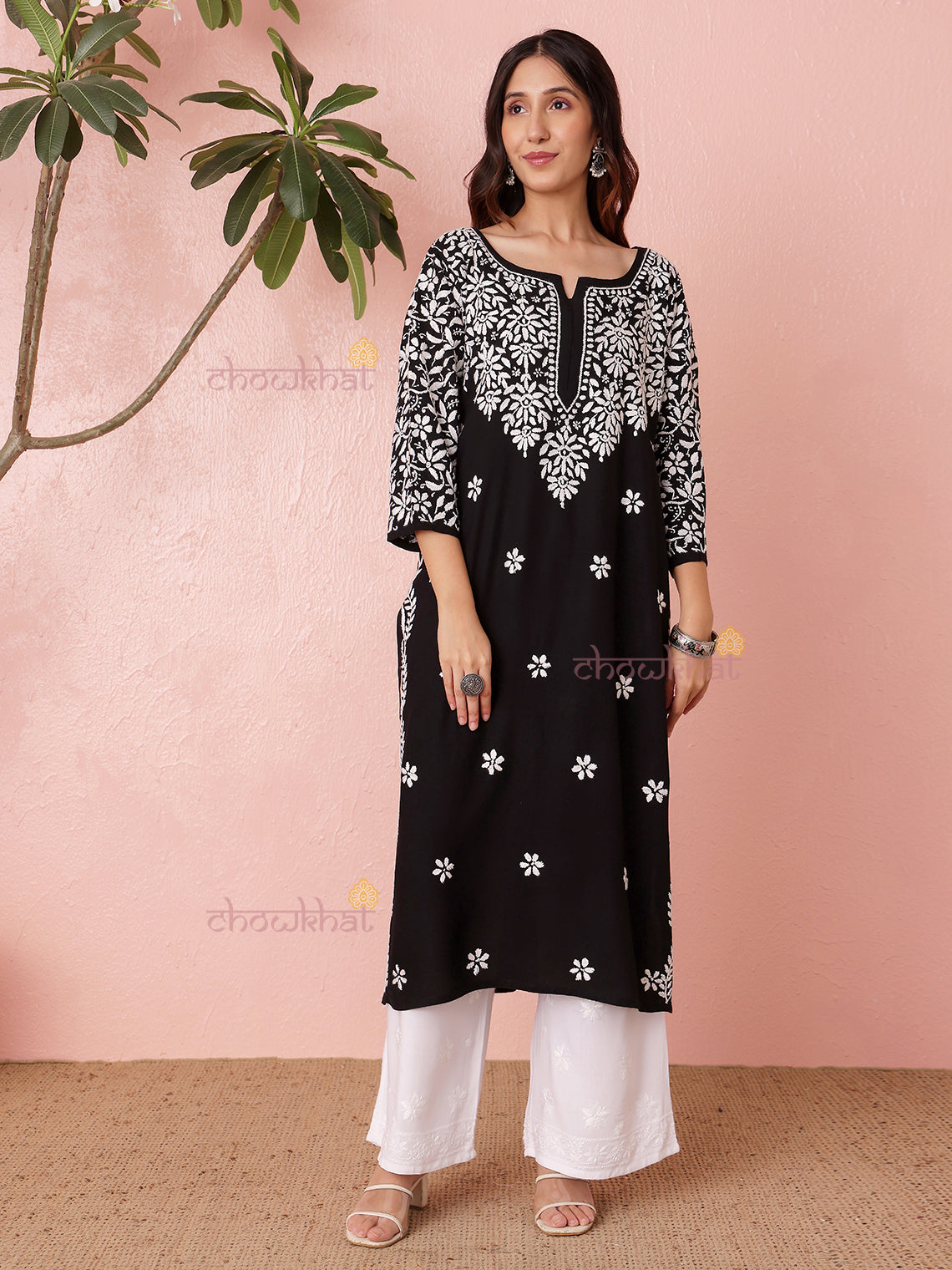 Rida Straight Premium Rayon Chikankari Kurti