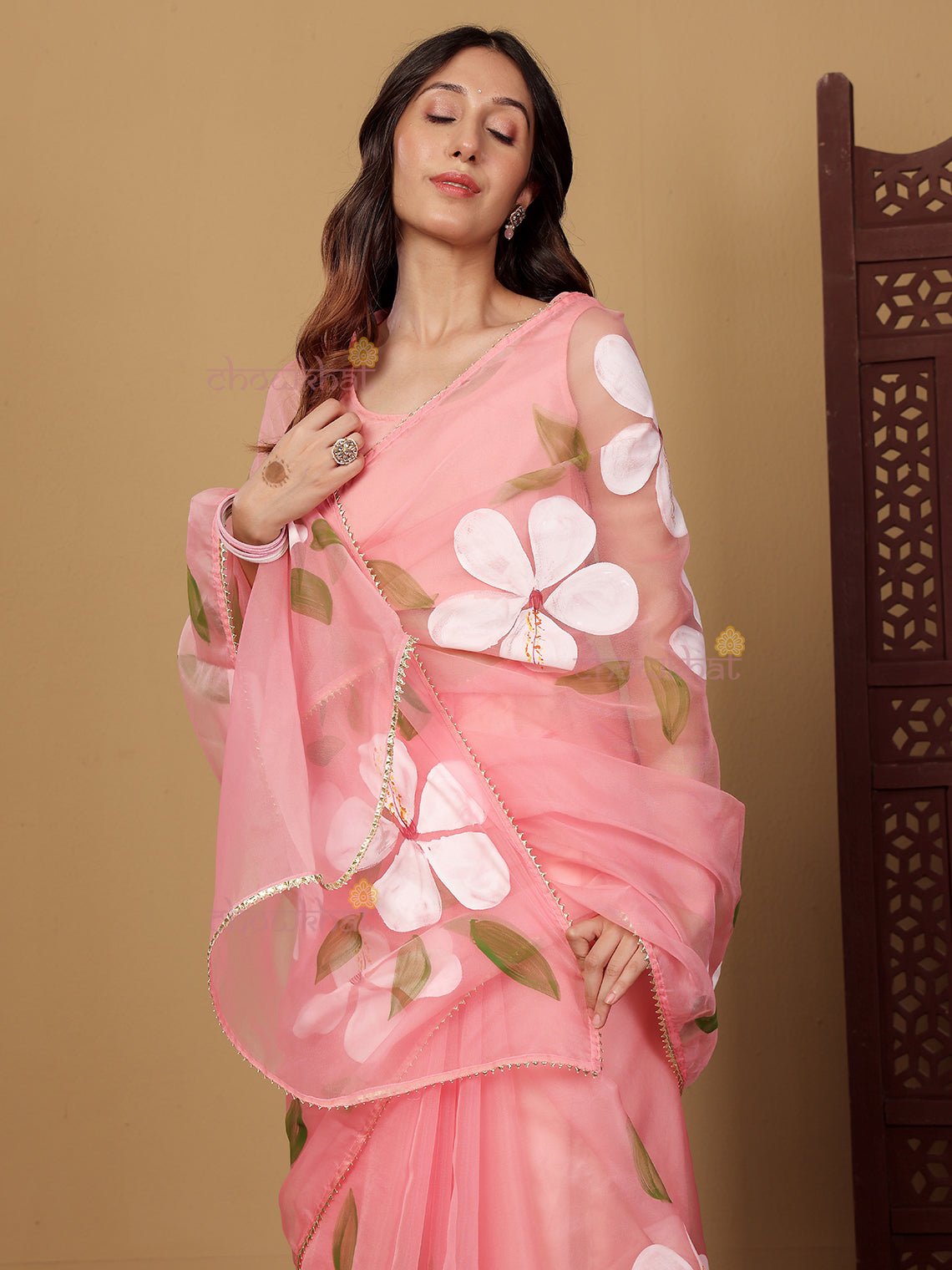 Piya Hand Painted Organza Saree - Chowkhat Lifestyle