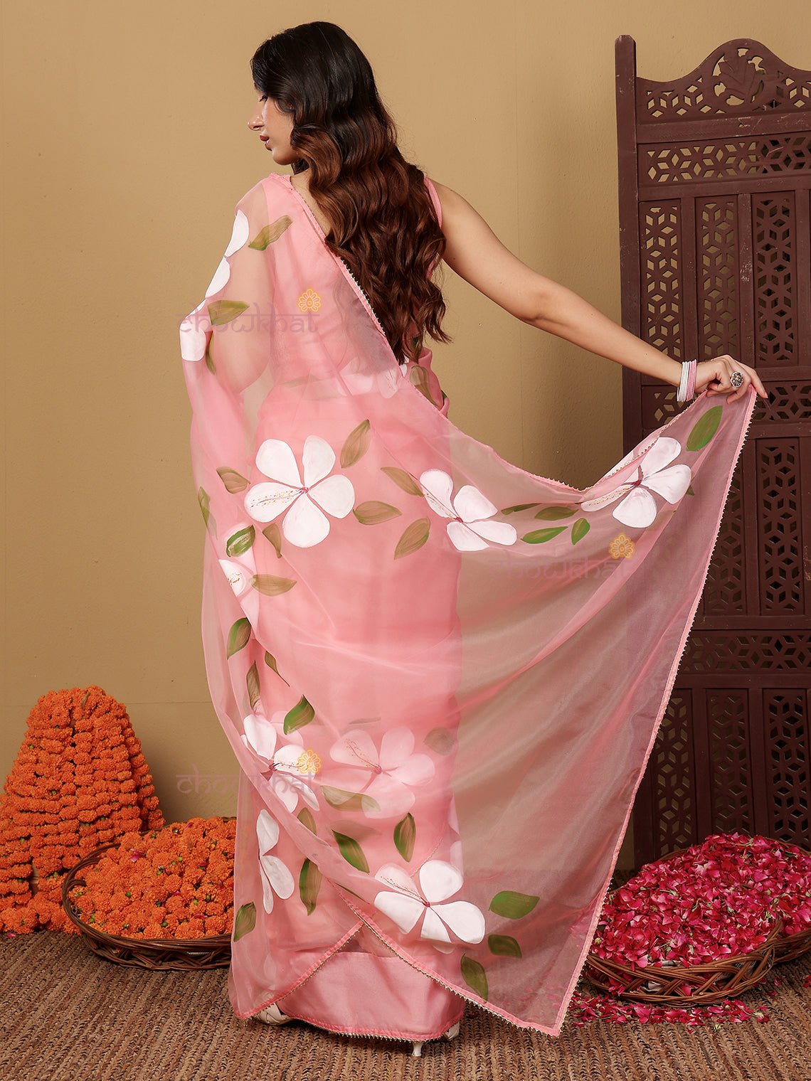 Piya Hand Painted Organza Saree - Chowkhat Lifestyle