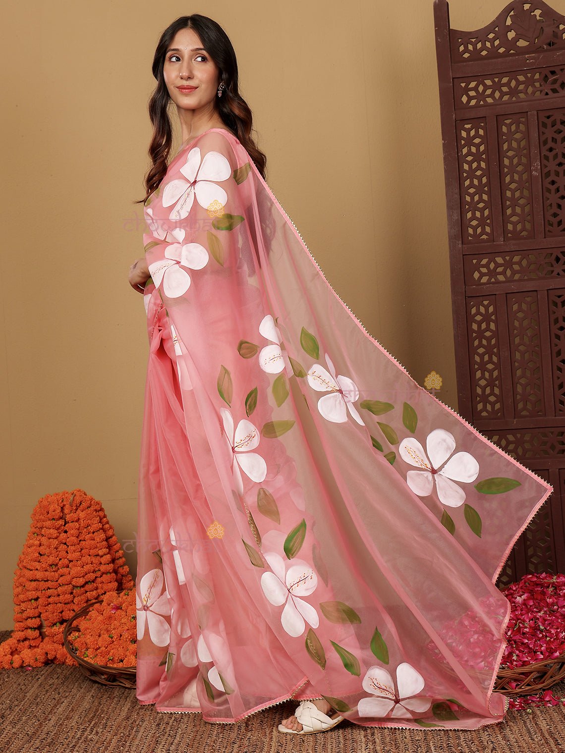 Piya Hand Painted Organza Saree - Chowkhat Lifestyle