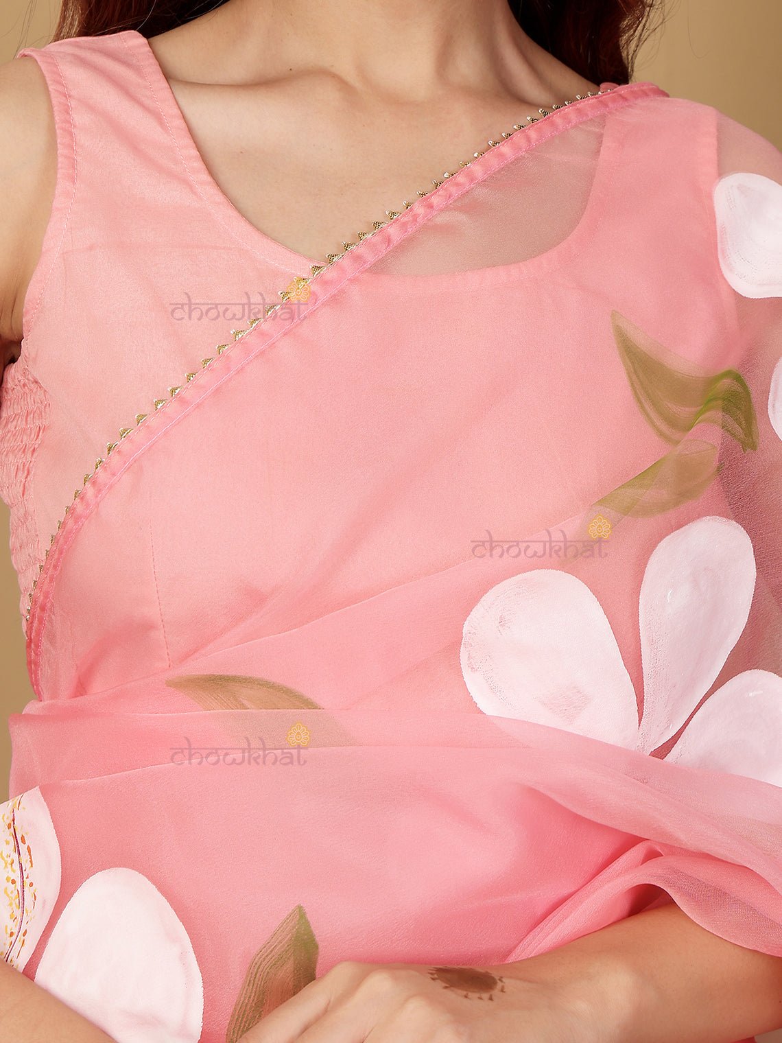 Piya Hand Painted Organza Saree - Chowkhat Lifestyle