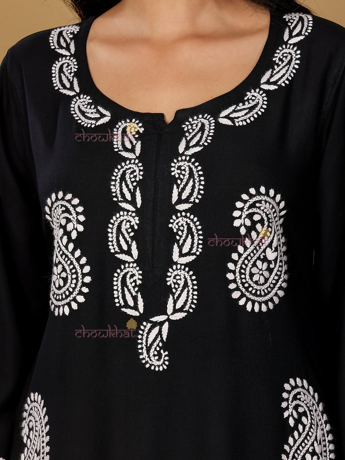 Riyaz Premium Rayon Long Chikankari Kurti - Chowkhat Lifestyle