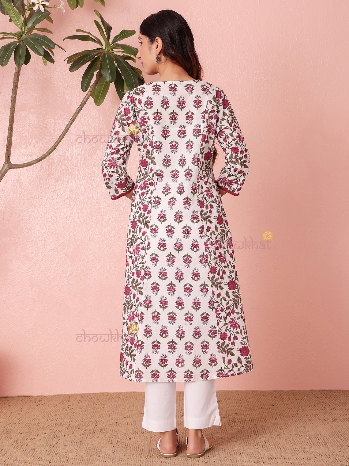 Deeva Hand Printed Nyra Style Cotton Long Kurti with Pocket - Chowkhat Lifestyle