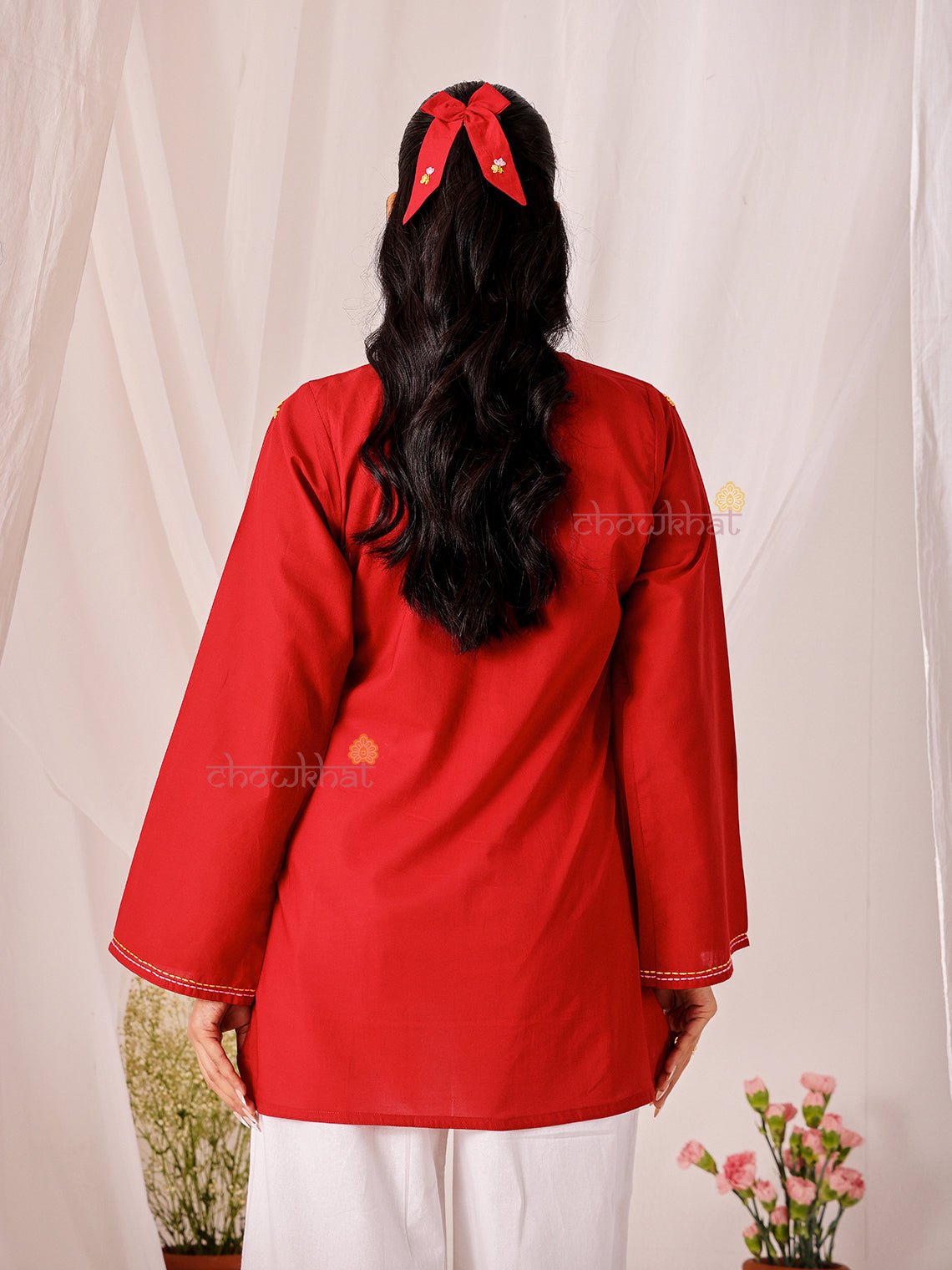 Kumkum Hand Embroidered Short Cotton Kurti - Chowkhat Lifestyle