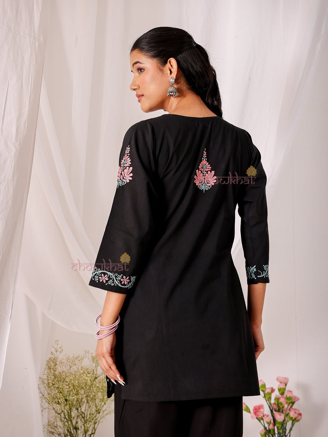 Neer Cotton Multi Color Short Chikankari Kurti - Chowkhat Lifestyle