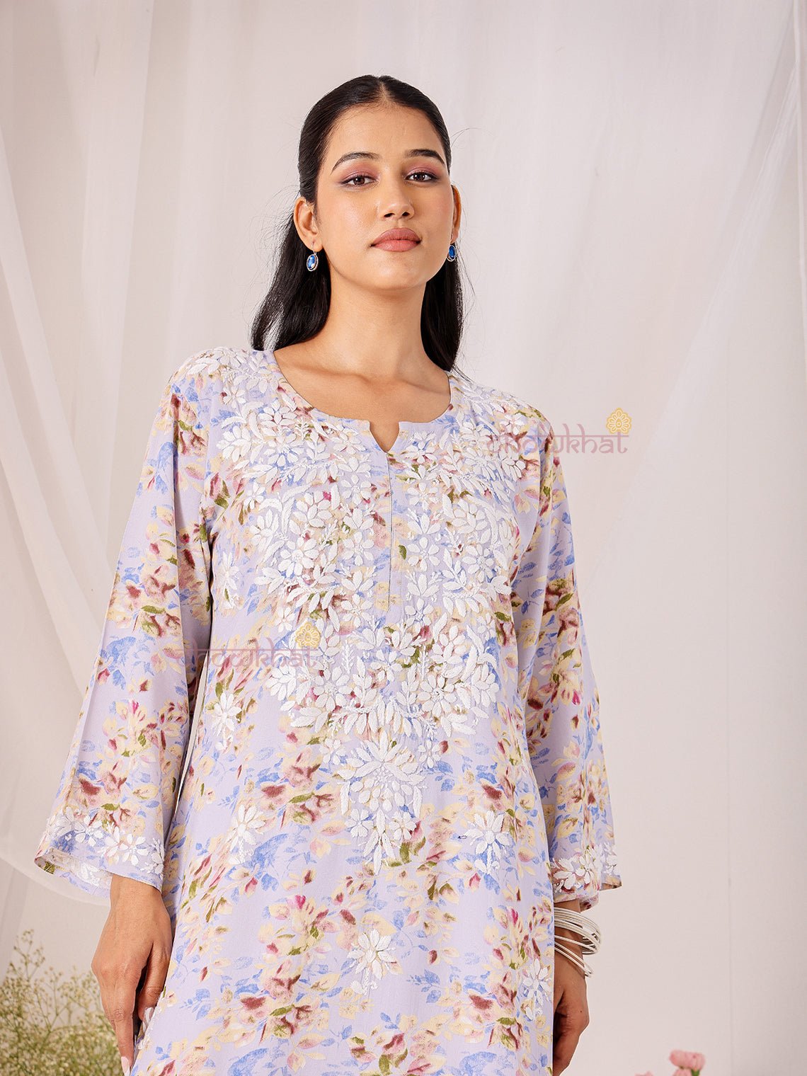 Ishani Rayon Printed Straight Chikankari Kurti - Chowkhat Lifestyle