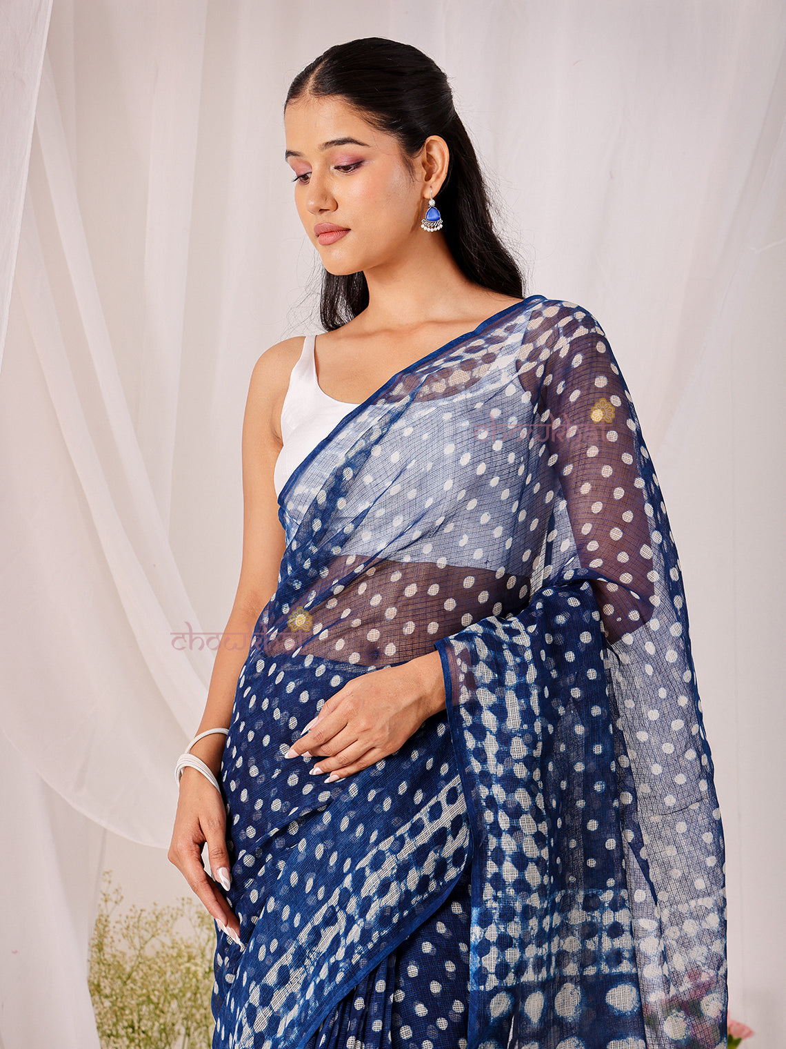 Leher Pre- Draped Hand Block Kota Doria Saree