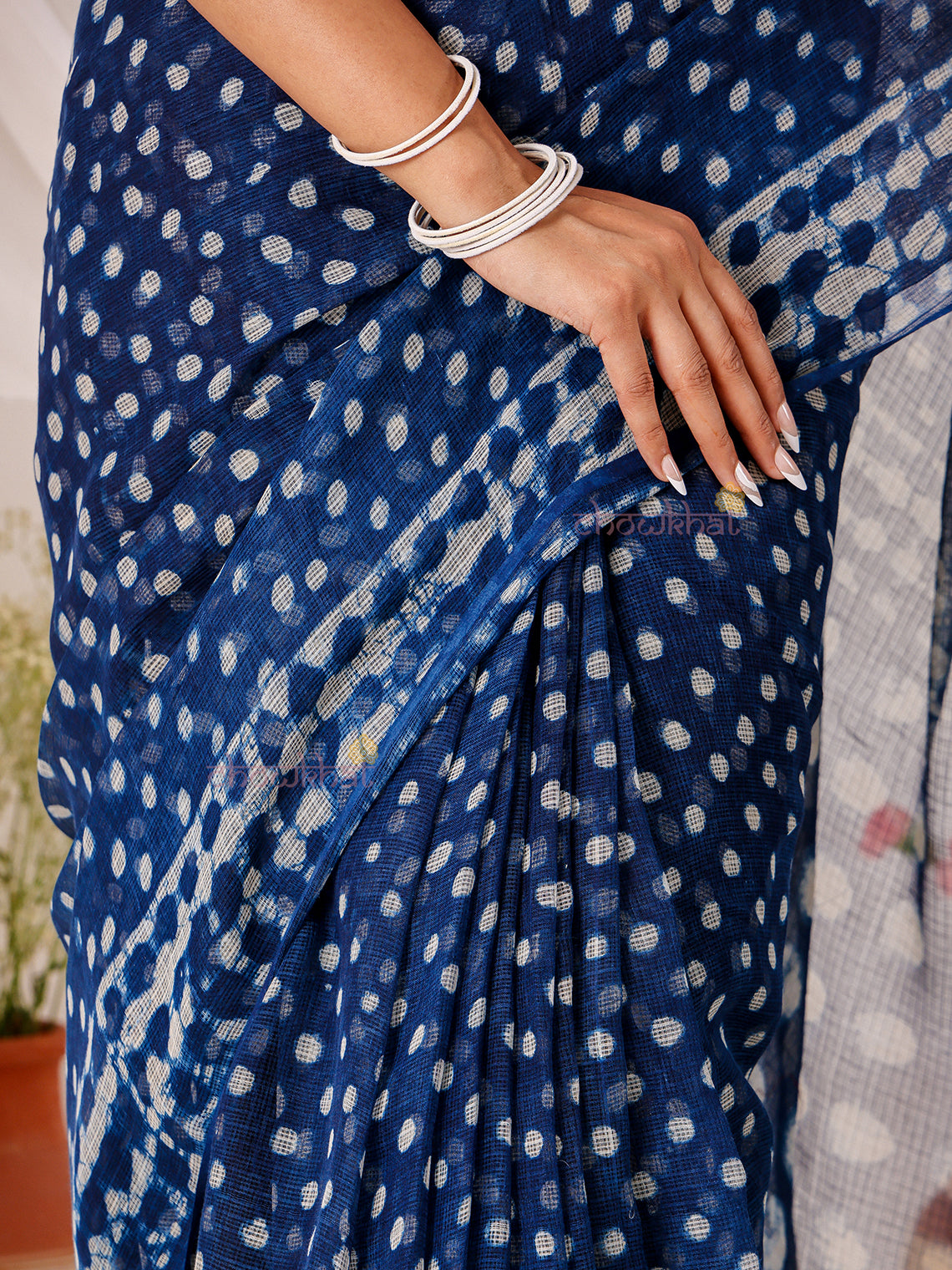 Leher Pre- Draped Hand Block Kota Doria Saree