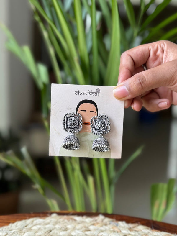 Handcrafted Silver Jhumki Earrings - Chowkhat Lifestyle