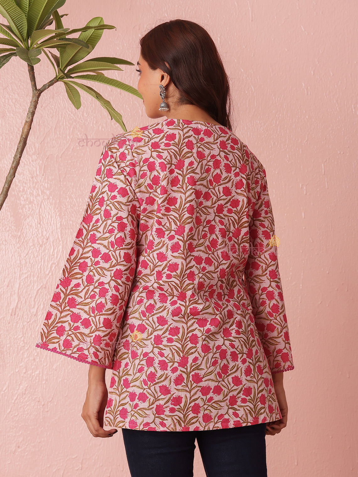 Aditi Short Cotton Kurti With Lace Detailing