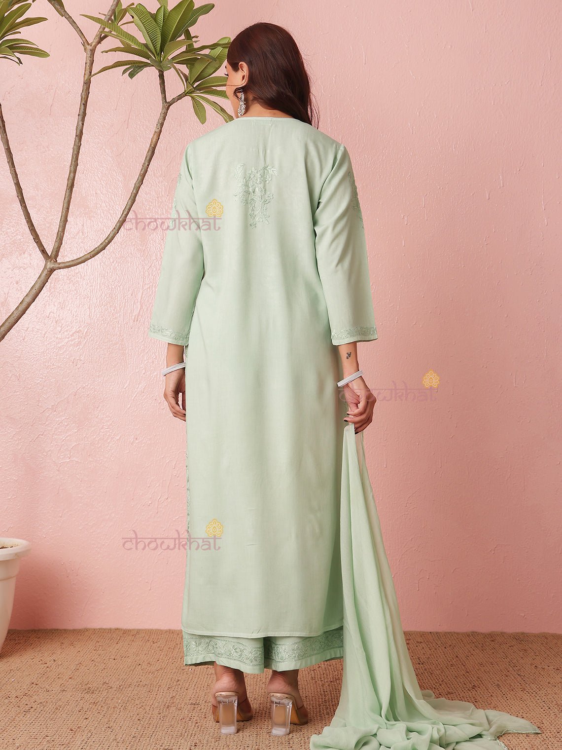 Mahi Premium Rayon 3 Piece Chikankari Stitched Suit Set - Chowkhat Lifestyle