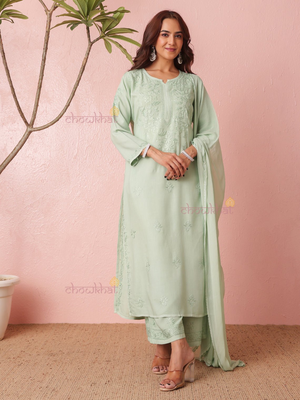 Mahi Premium Rayon 3 Piece Chikankari Stitched Suit Set - Chowkhat Lifestyle