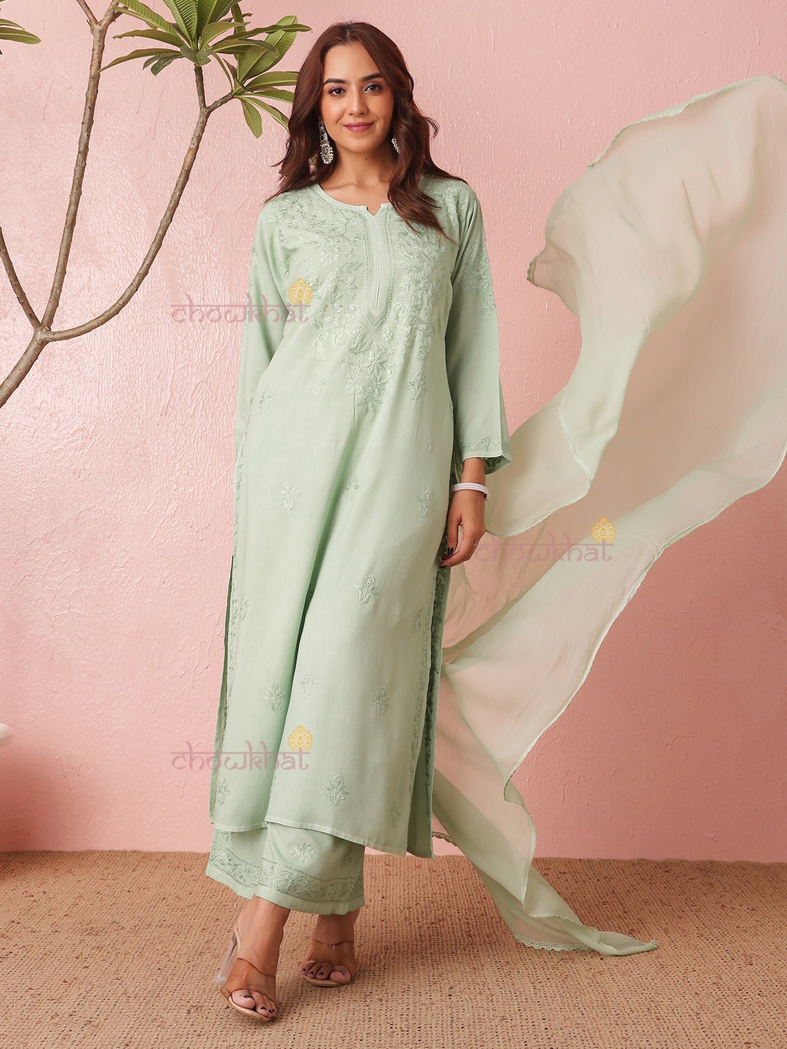 Mahi Premium Rayon 3 Piece Chikankari Stitched Suit Set - Chowkhat Lifestyle