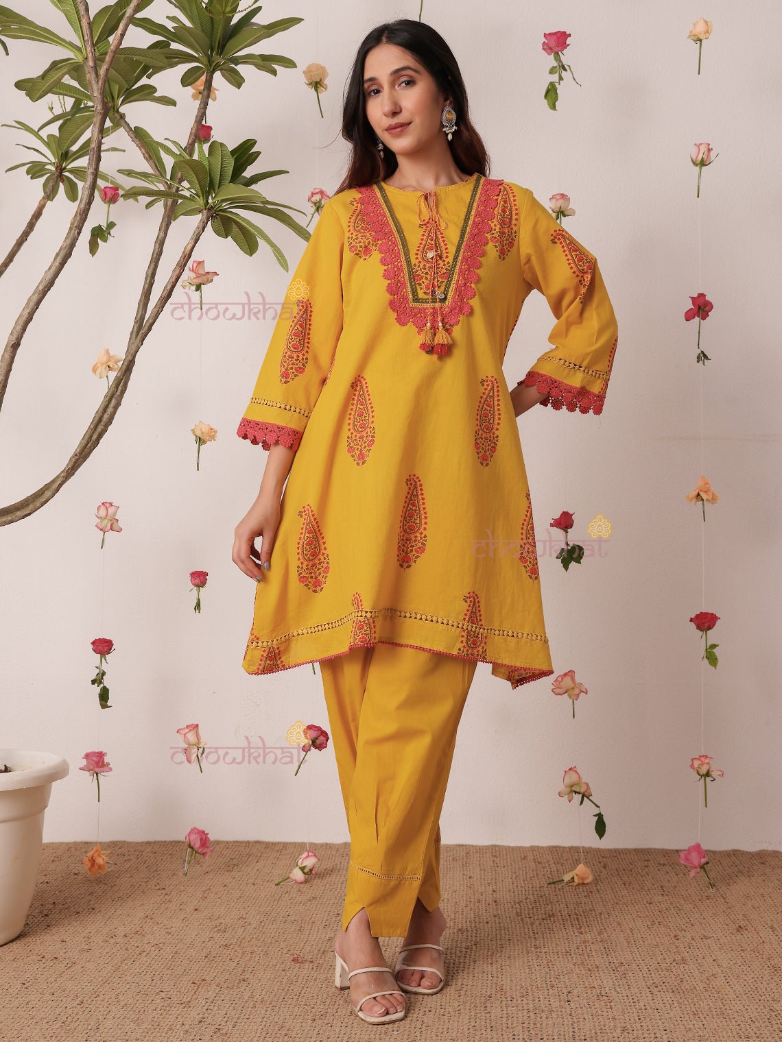 Lina Aline Hand Printed Kurti & Palazzo set - Chowkhat Lifestyle