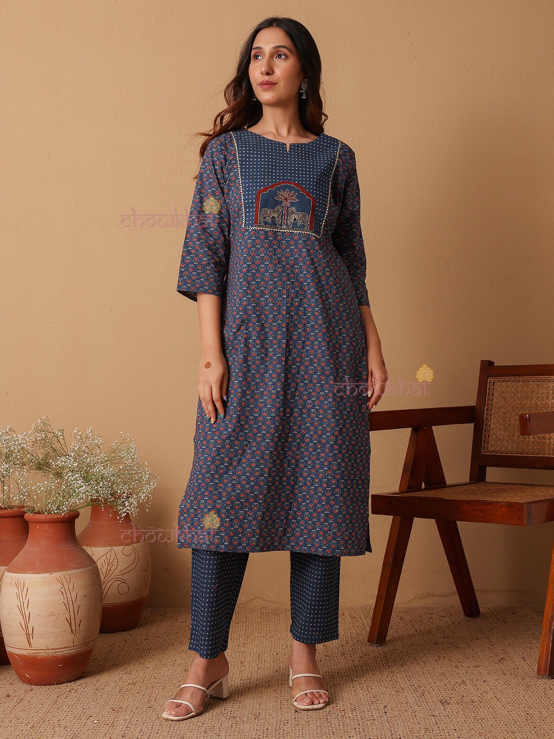 Tara 3 Piece Straight Stitched Suit Set with Handwork - Chowkhat Lifestyle