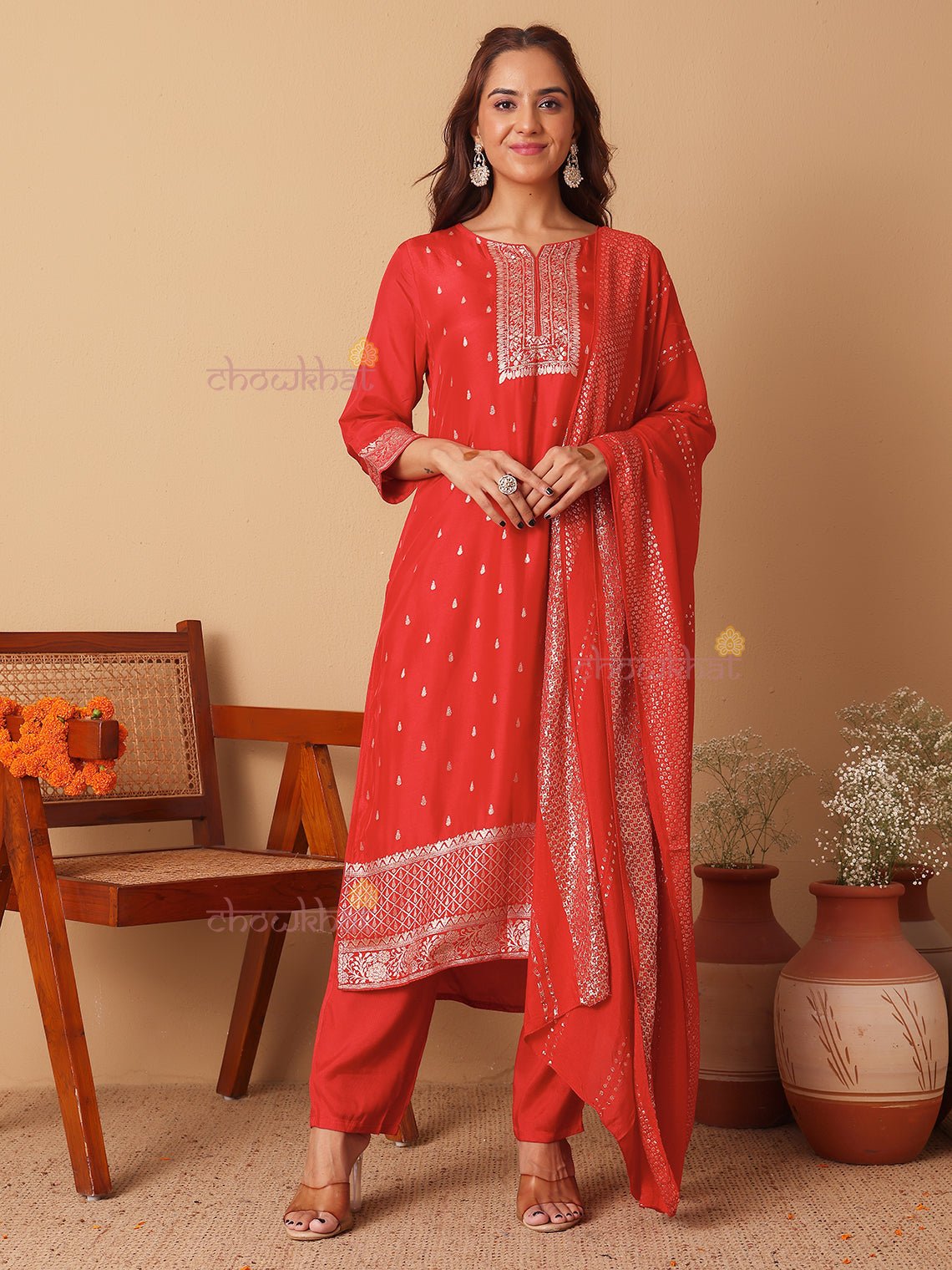 Ehra Premium Silk 3 Piece Stitched Suit Set with Sequence Work - Chowkhat Lifestyle
