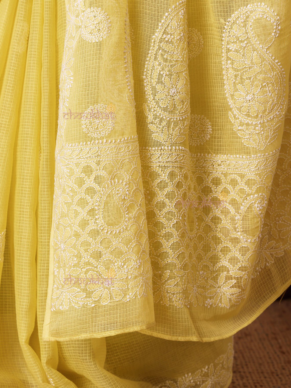 Suhana Kota Doria Hand Embroidered Chikankari Saree - Chowkhat Lifestyle