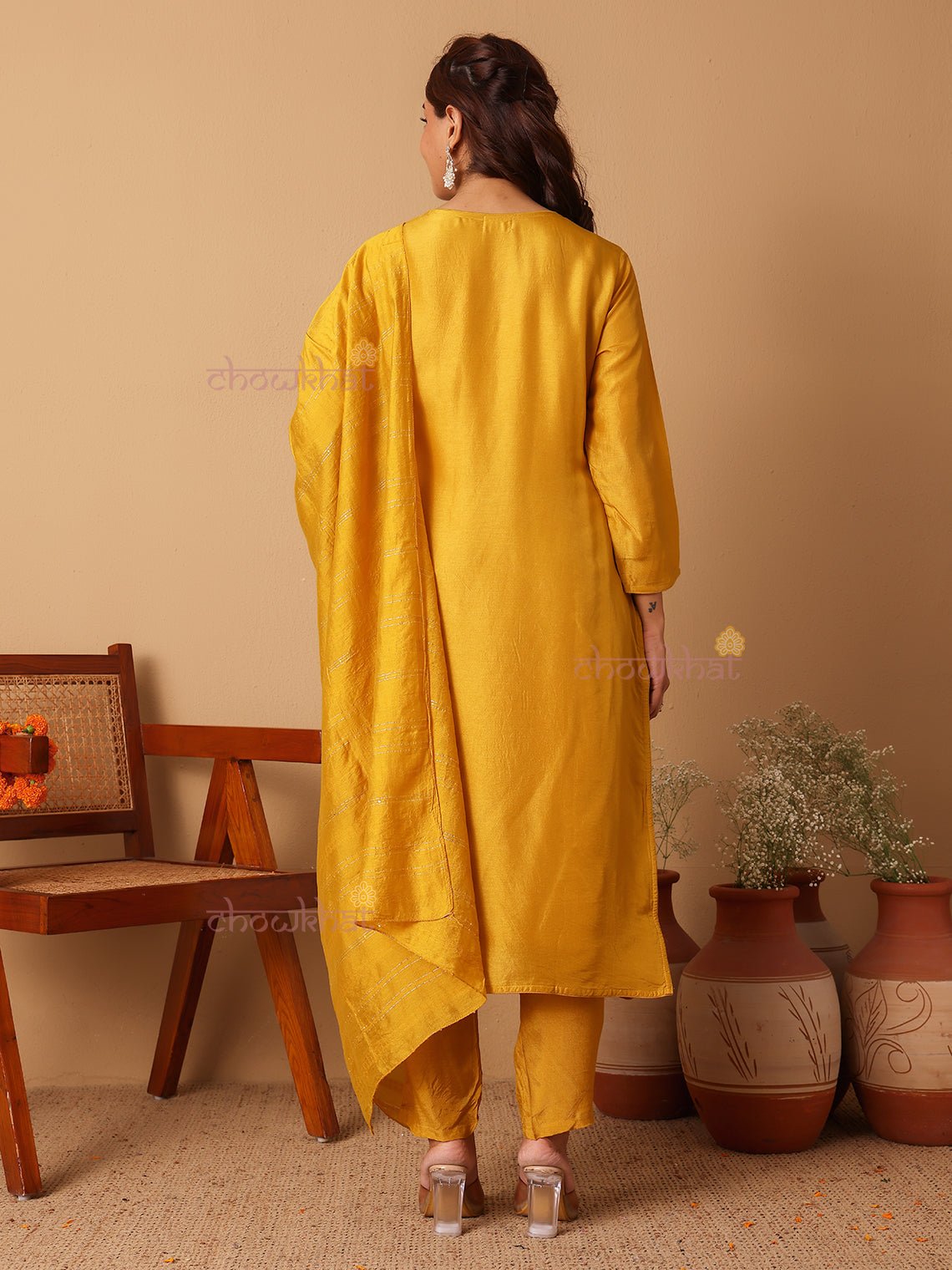 Anaisha Premium Silk 3 Piece Stitched Suit Set with Handwork - Chowkhat Lifestyle