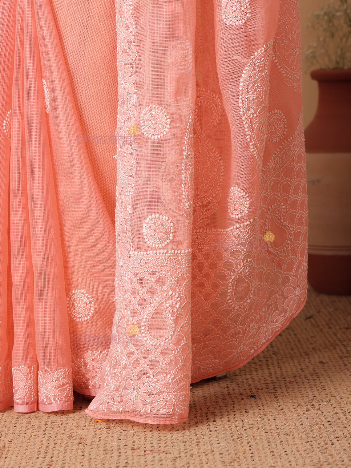 Suhana Kota Doria Hand Embroidered Chikankari Saree - Chowkhat Lifestyle