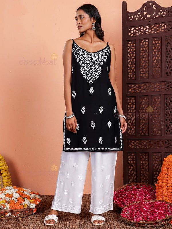 Ayaa Long Rayon Chikankari Kurti - Chowkhat Lifestyle