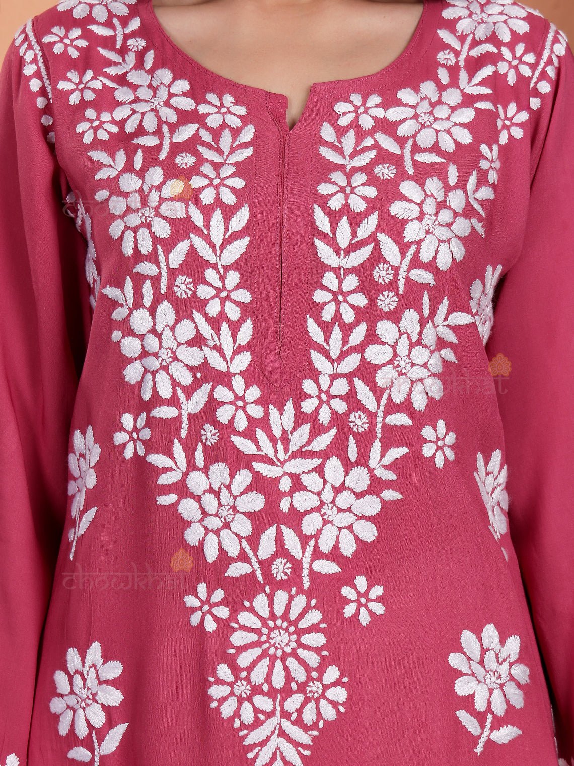 Sirat Premium Modal Straight Chikankari Kurti - Chowkhat Lifestyle