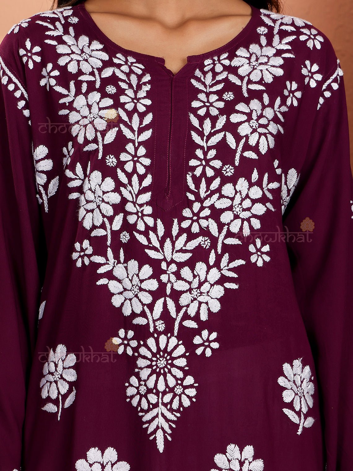 Sirat Premium Modal Straight Chikankari Kurti - Chowkhat Lifestyle