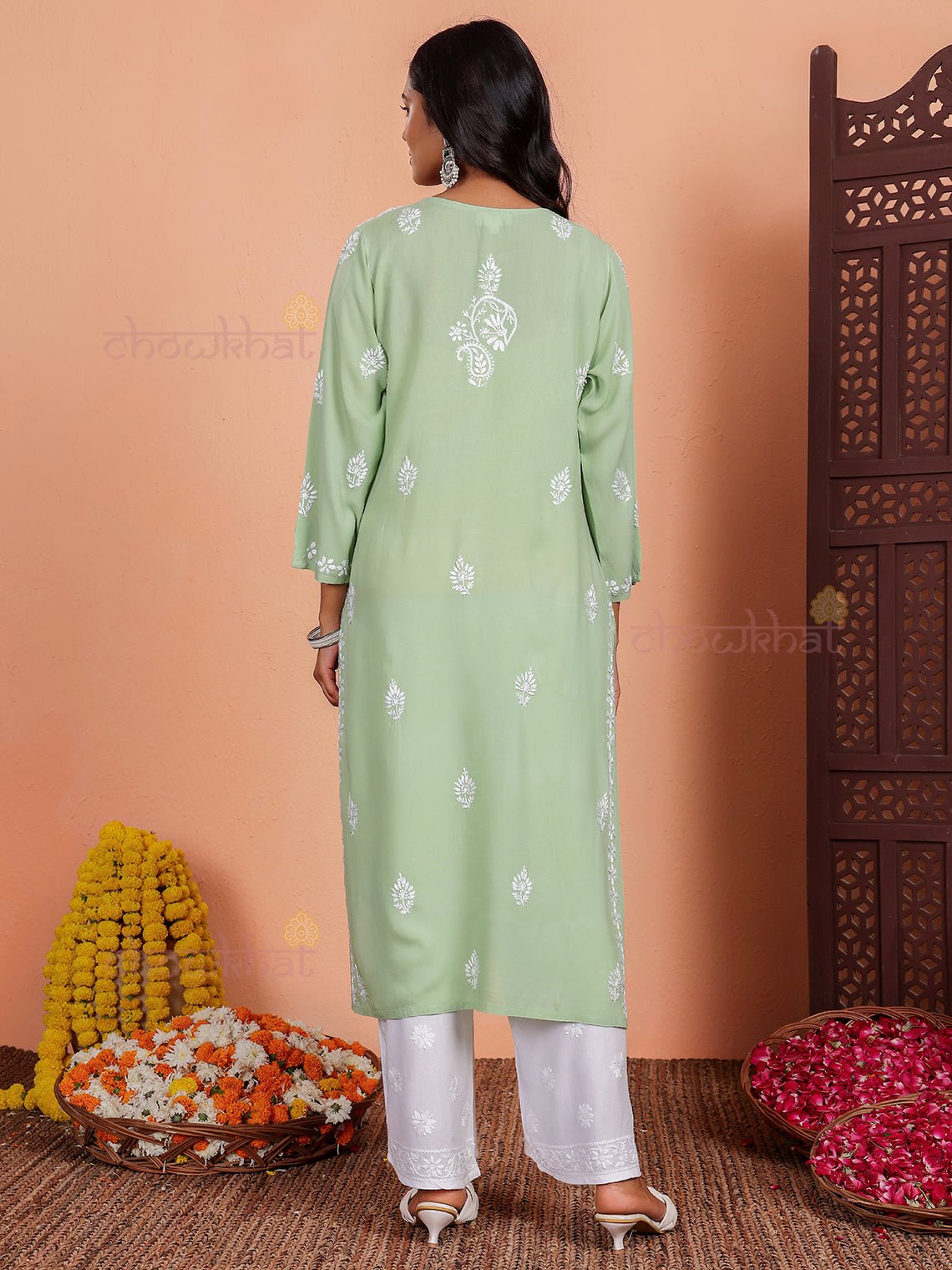 Tania Premium Modal Chikankari Kurti - Chowkhat Lifestyle